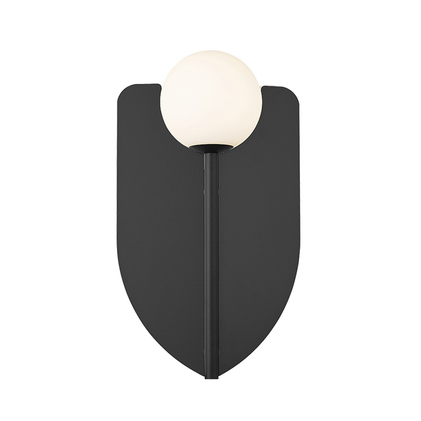 Fedora wall lamp, height 37 cm, black, metal/glass